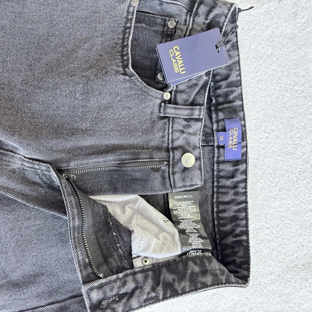 NWT Cavalli Class High Rise Straight Leg Faded Black Denim Women's Jeans SZ 26 - Picture 6 of 10